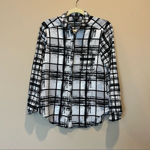 Topshop Black & White Button Down Top ~ Size US 4